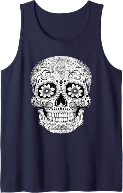 Mexican Sugar Skull Floral Men Tank Top – Day of the Dead Apparel