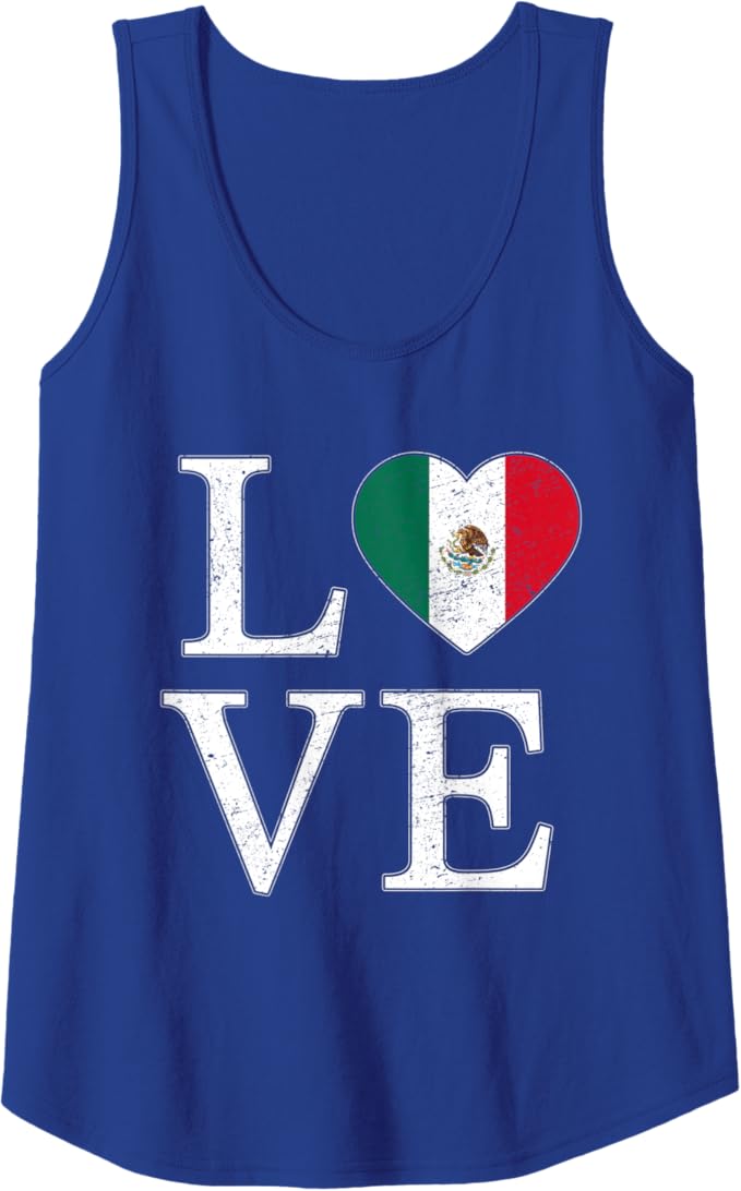 Vintage Mexican Heart Women Tank Top: Patriotic Love, Mexican Culture