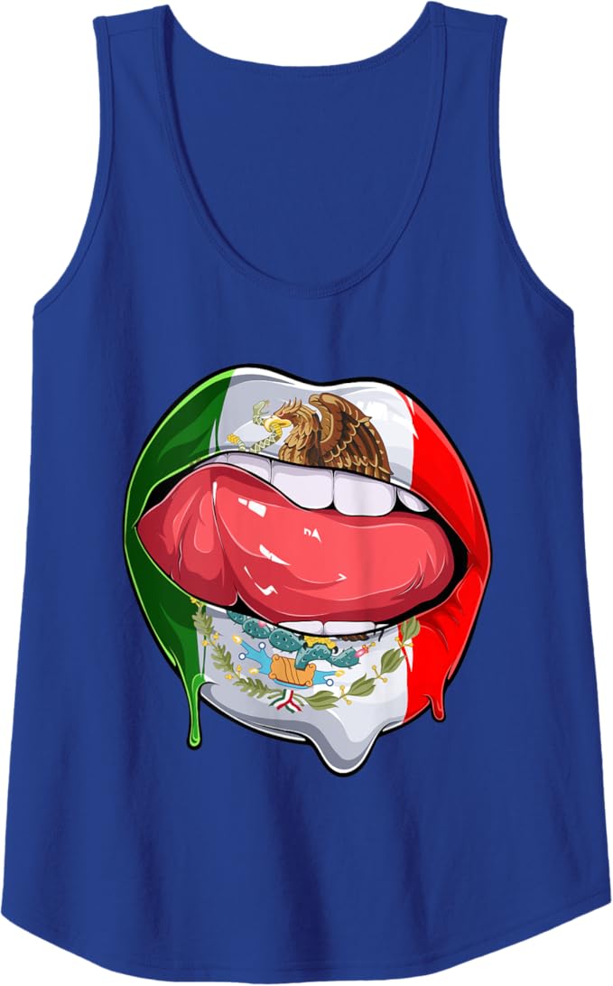 Creative Mexican Flag Women Tank Top: Lips Design