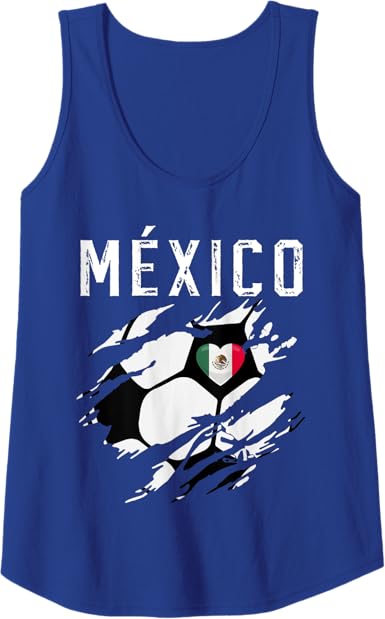 Mexico Retro Vintage Soccer Fan Women Tank Top with Mexican Flag Heart Design