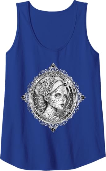 Dia De Los Muertos Calaveras Catrina Women Tank Top – Mexican Skeleton Shirt for Day of the Dead Celebration