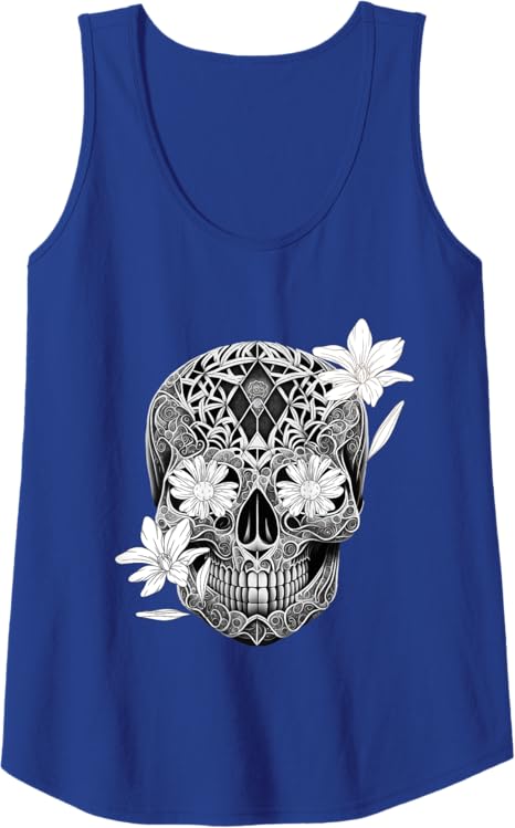 Flower Sugar Skull Women Tank Top – Mexico Dia De Los Muertos Shirt