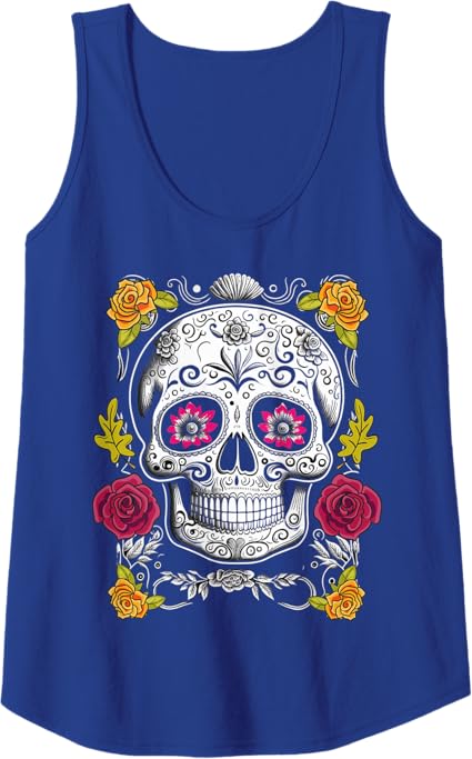 Sugar Skull Tank Top – Mexican Day of the Dead Shirt for Men & Women