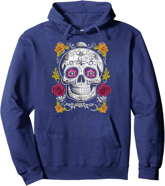 Sugar Skull Pullover Hoodie - Mexican Day of the Dead Design