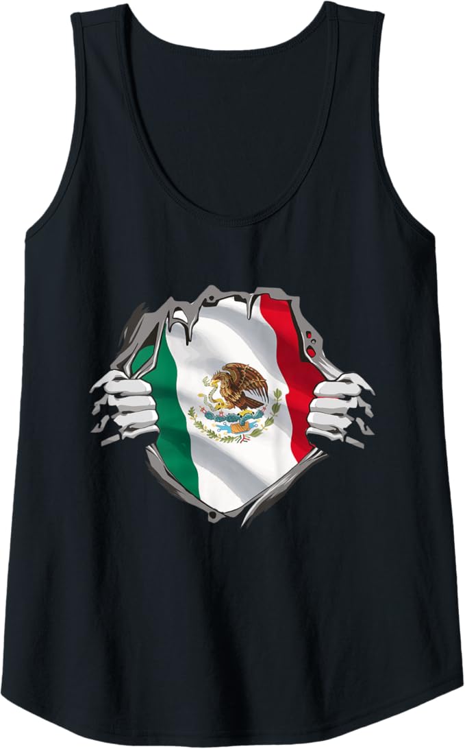 Mexican Superhero Women Tank Top with Mexico Flag & Bandera Mexicana Pride