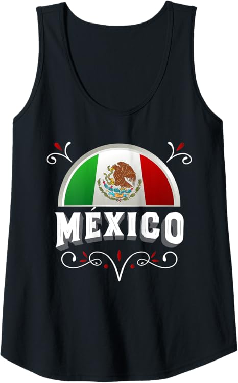 Mexico Flag Women Tank Top with Mexico Lettering – Mexican Bandera Design
