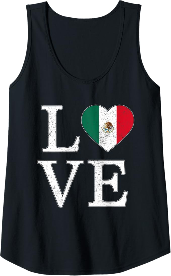 Vintage Mexican Heart Women Tank Top: Patriotic Love, Mexican Culture