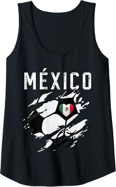 Mexico Retro Vintage Soccer Fan Women Tank Top with Mexican Flag Heart Design