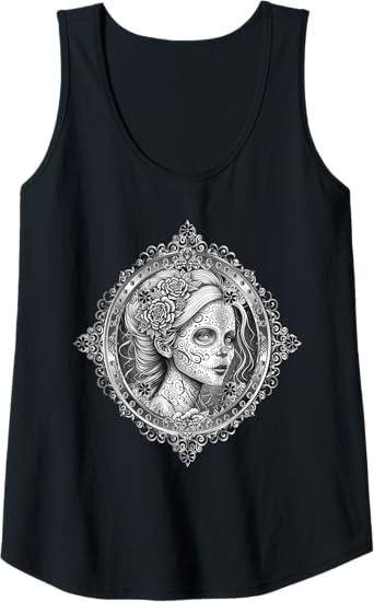 Dia De Los Muertos Calaveras Catrina Women Tank Top – Mexican Skeleton Shirt for Day of the Dead Celebration