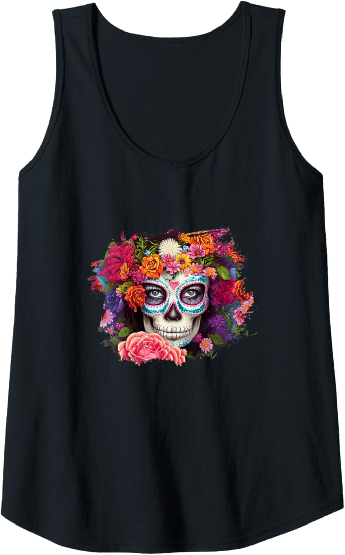 Mexico Day of the Dead Skull Women Tank Top | Dia de los Muertos Apparel