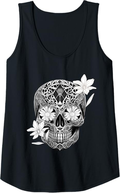 Flower Sugar Skull Women Tank Top – Mexico Dia De Los Muertos Shirt