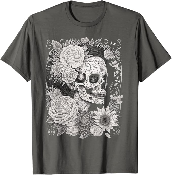 Catrina Sugar Skull Dia de los Muertos Men T-Shirt – Mexican Calaveras Design