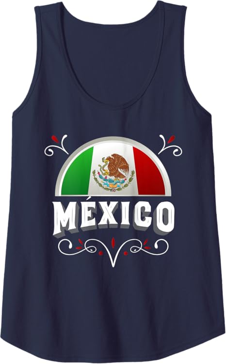 Mexico Flag Women Tank Top with Mexico Lettering – Mexican Bandera Design