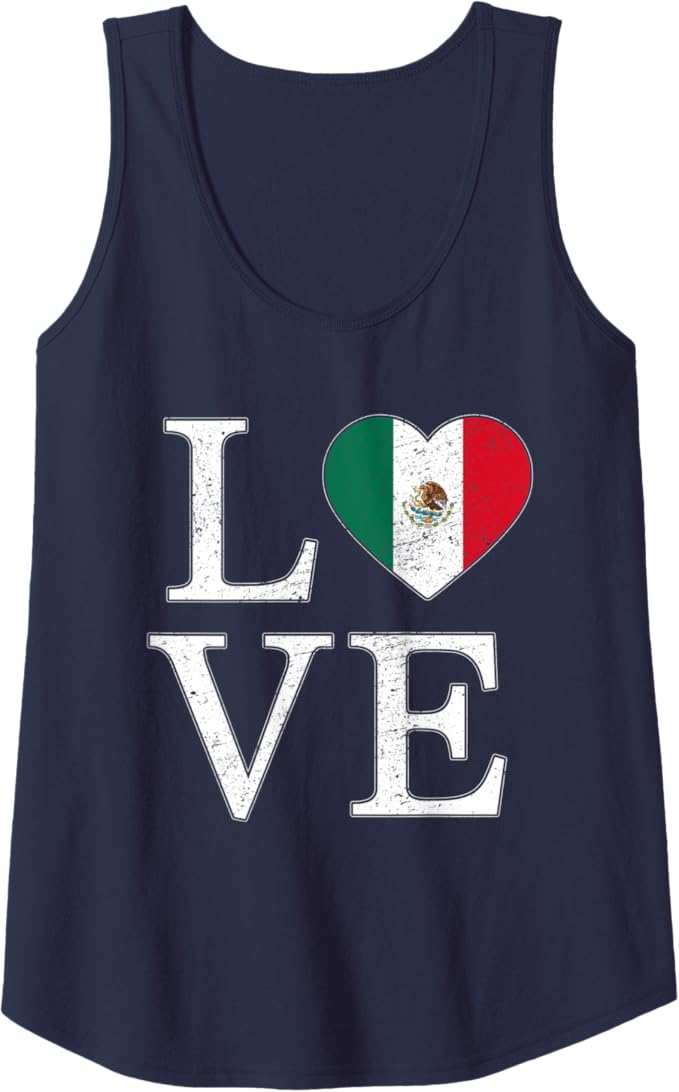 Vintage Mexican Heart Women Tank Top: Patriotic Love, Mexican Culture