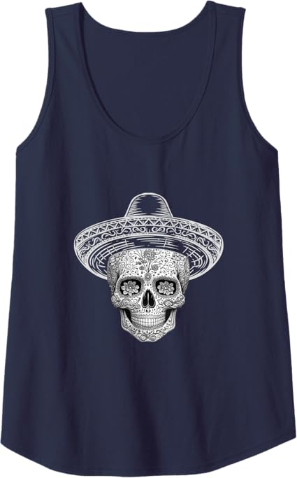 Mexican Sugar Skull Sombrero Women Tank Top | Día de los Muertos Calaveras T-Shirt