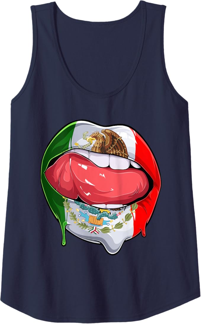 Creative Mexican Flag Women Tank Top: Lips Design