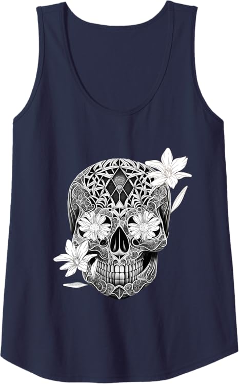 Flower Sugar Skull Women Tank Top – Mexico Dia De Los Muertos Shirt