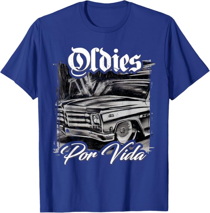 Oldies Por Vida Vintage Lowrider Car Mexican Chicano Men T-Shirt - Classic Retro Style