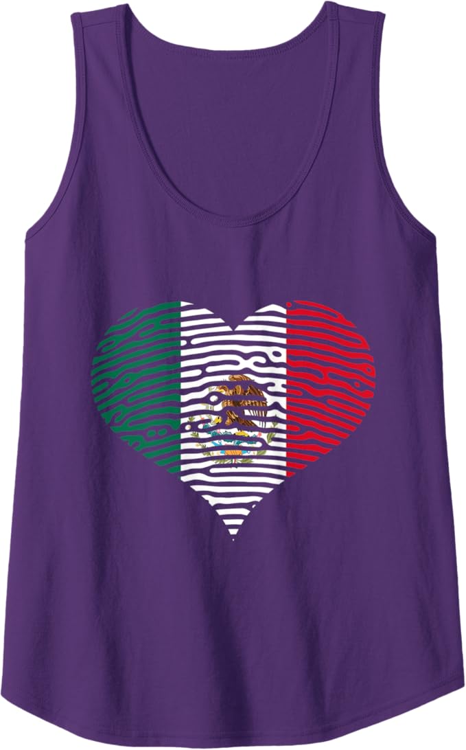 DNA Mexican Bandera Heart Women Tank Top - Mexican Flag Design Shirt