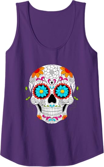 Colorful Calaveras de Azucar Women Tank Top - Mexican Día de los Muertos Apparel