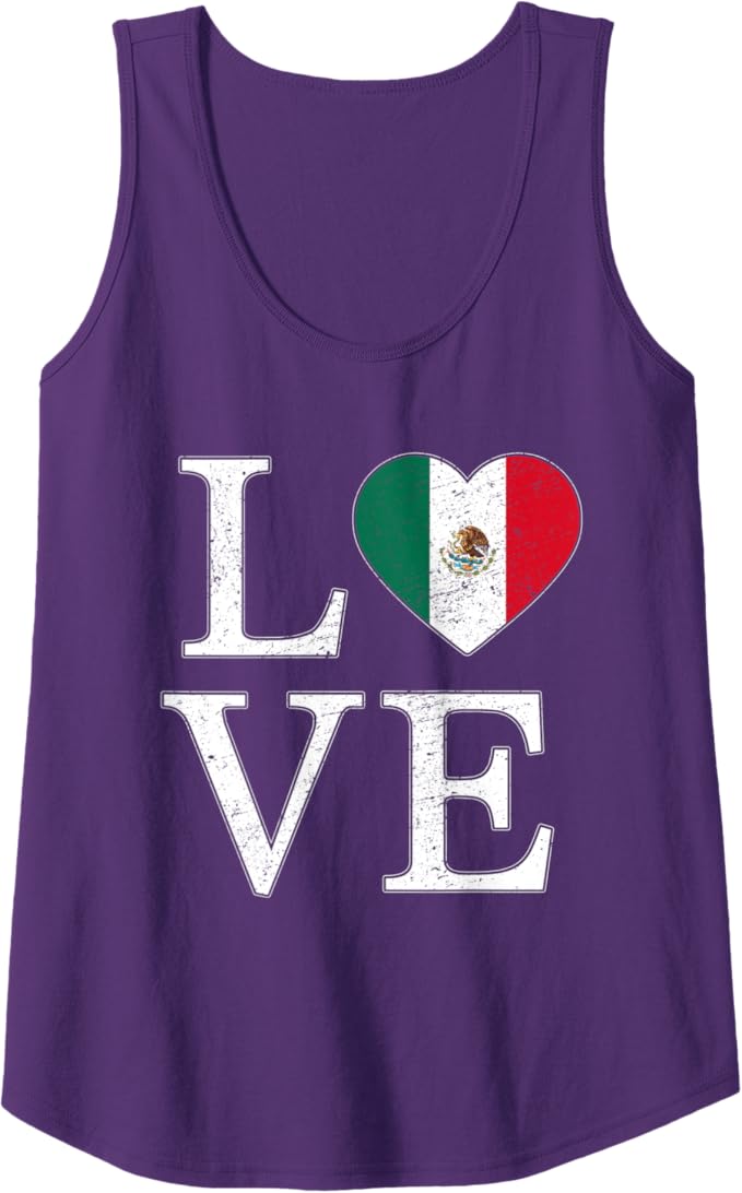 Vintage Mexican Heart Women Tank Top: Patriotic Love, Mexican Culture