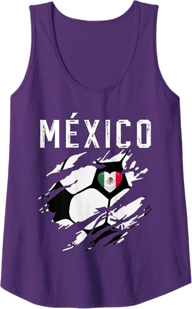 Mexico Retro Vintage Soccer Fan Women Tank Top with Mexican Flag Heart Design