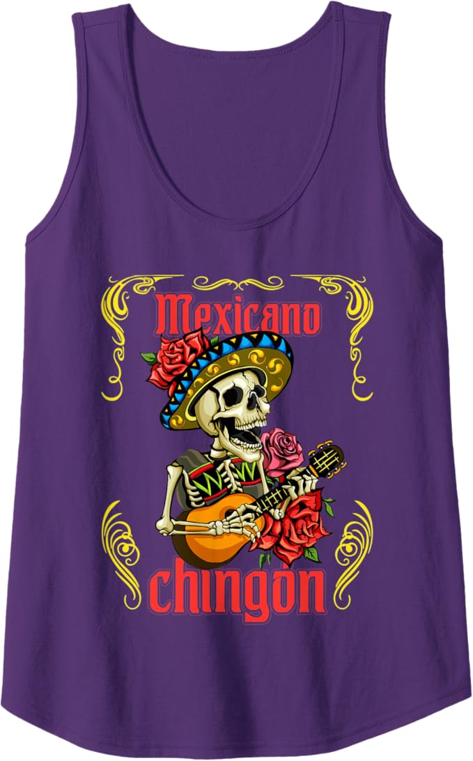 Mexicano Chingon Mariachi Skull Día de los Muertos Women Tank Top – Mexican Day of the Dead Shirt