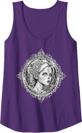 Dia De Los Muertos Calaveras Catrina Women Tank Top – Mexican Skeleton Shirt for Day of the Dead Celebration