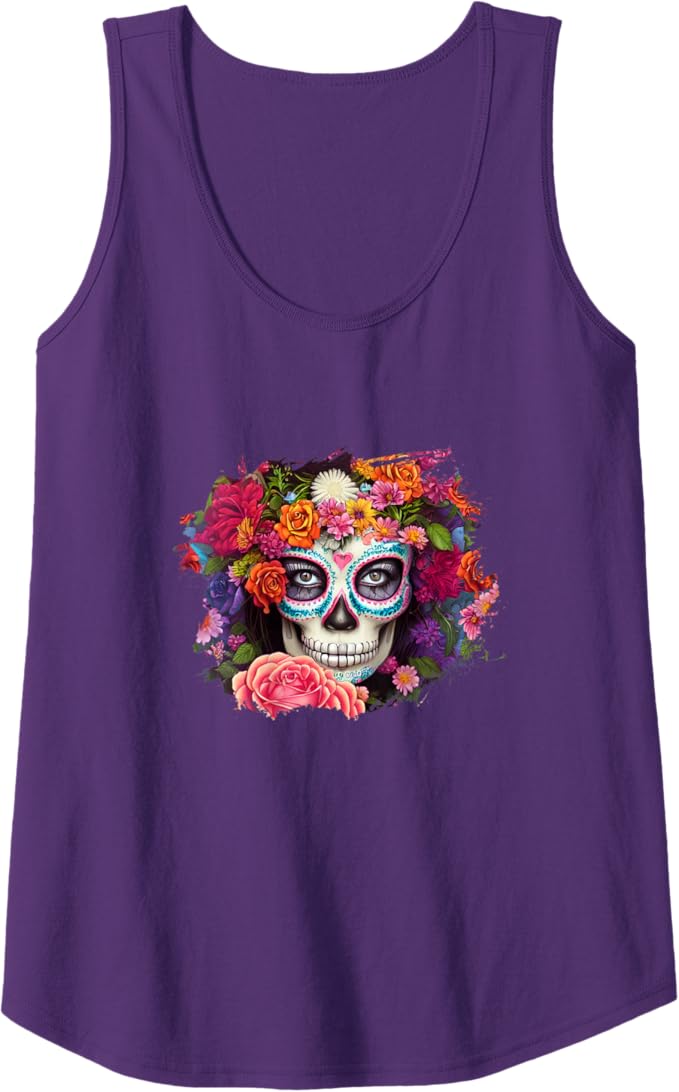 Mexico Day of the Dead Skull Women Tank Top | Dia de los Muertos Apparel