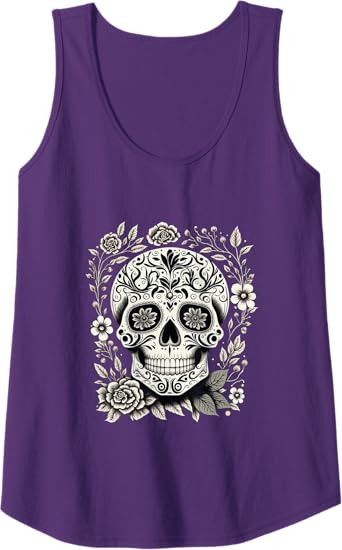 Dia De Los Muertos Sugar Skull Women Tank Top – Mexico Holiday Shirt for Celebration
