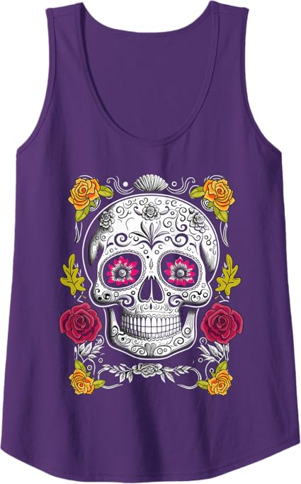 Sugar Skull Tank Top – Mexican Day of the Dead Shirt for Men & Women