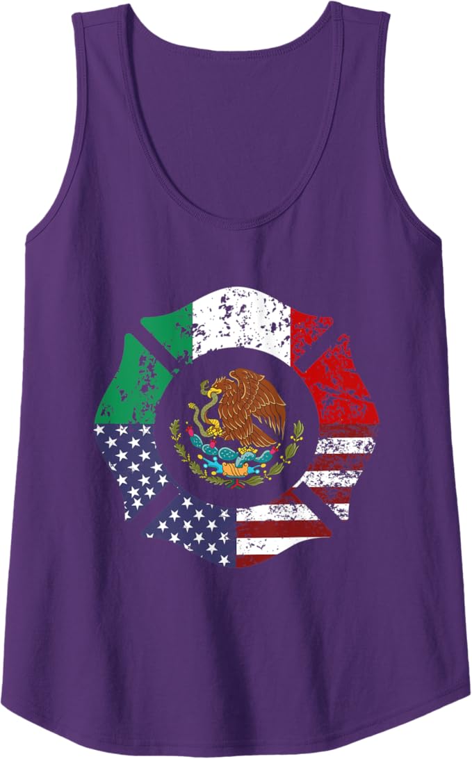 USA American Mexico Mexican Flag Escudo Nacional de México Women Tank Top - Stylish Apparel for Patriotism