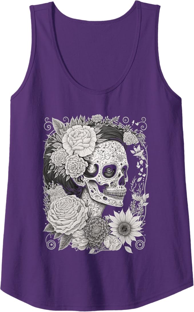 Catrina Sugar Skull Calaveras Women Tank Top - Dia De Los Muertos Mexico Apparel