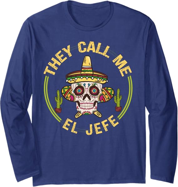 Cinco de Mayo Mexican Party Sombrero Skull Long Sleeve T-Shirt