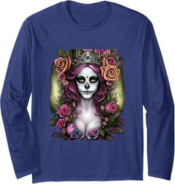 Mexico Dia De Los Muertos Calaveras Catrina Day of the Dead Long Sleeve T-Shirt - Halloween & Festival Apparel
