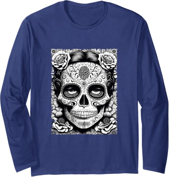 Dia de Los Muertos Long Sleeve T-Shirt – Catrina Calaveras Skull Mexico Holiday Shirt