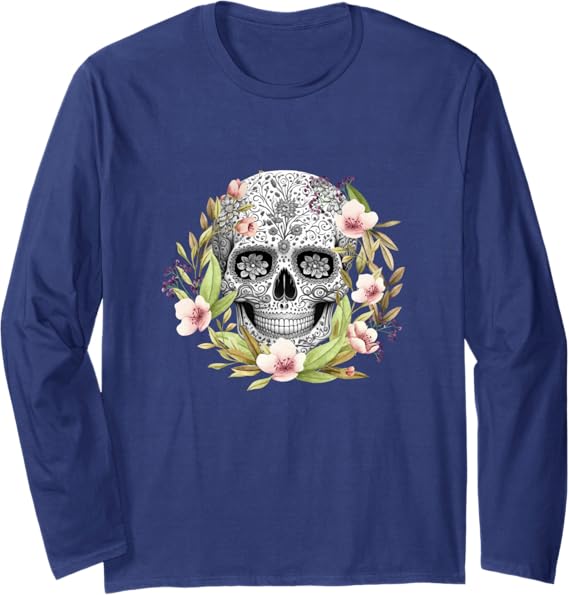 Dia De Los Muertos Calaveras Mexican Long Sleeve T-Shirt for Men and Women