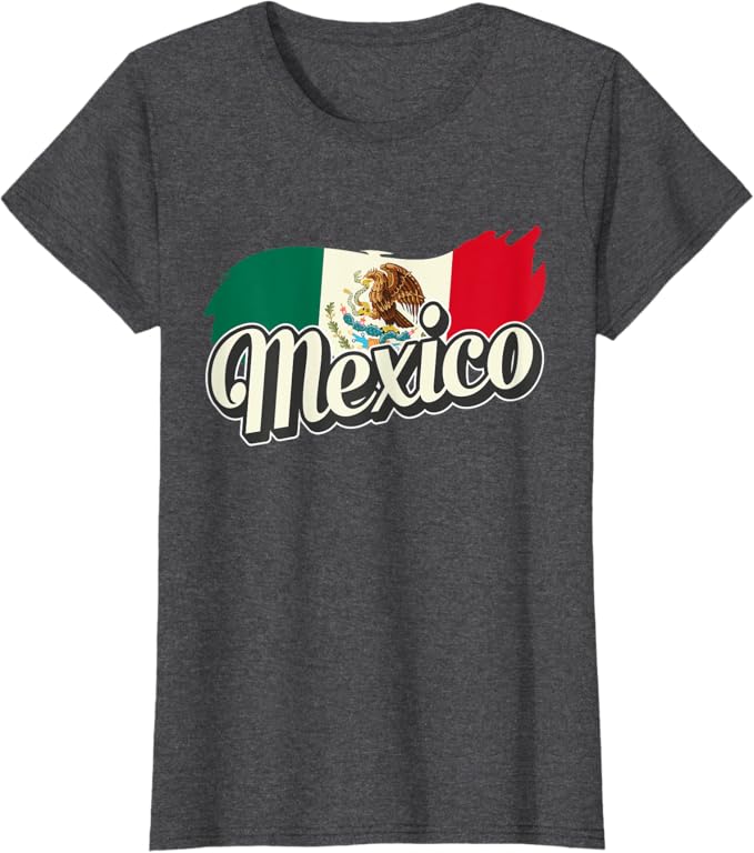 Mexican Flag Women T-Shirt with Mexico Lettering - Stylish Mexico Bandera Tee