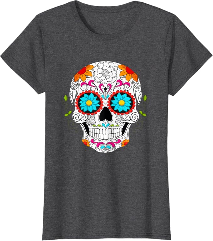 Colorful Calaveras de Azúcar Mexican Día de los Muertos Women T-Shirt
