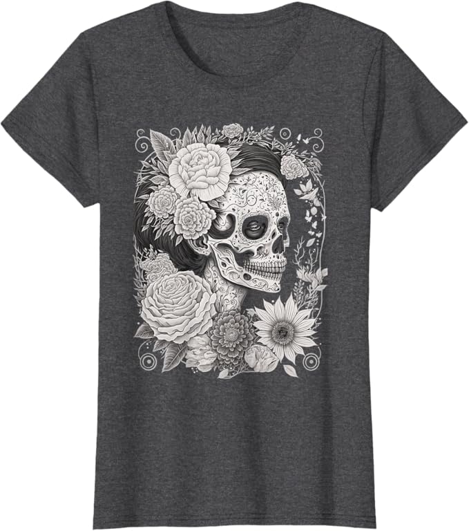 Catrina Sugar Skull Dia de los Muertos Women T-Shirt – Mexican Calaveras Design