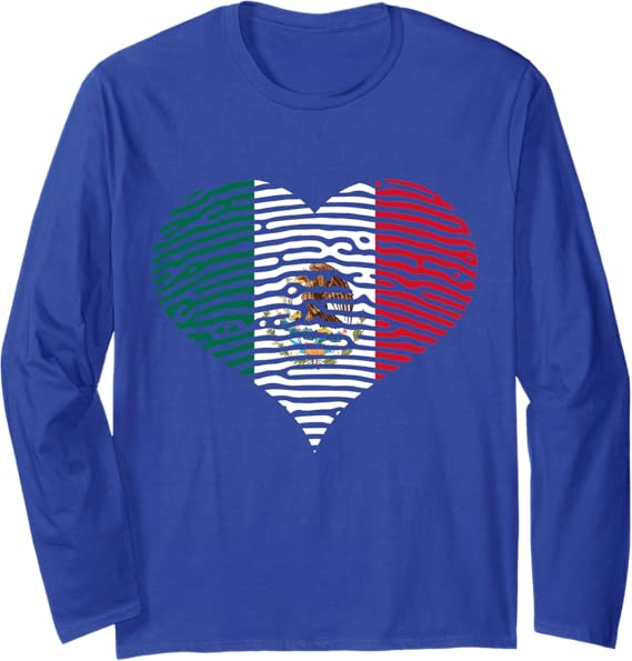 DNA Mexican Bandera Corazón Heart Mexican Flag Long Sleeve T-Shirt