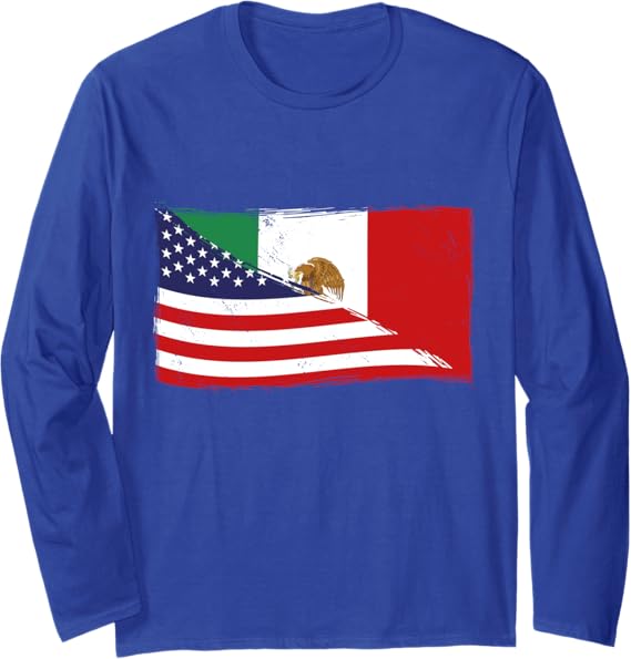 American Mexican Heritage Flag USA Mexico Chicano Long Sleeve T-Shirt