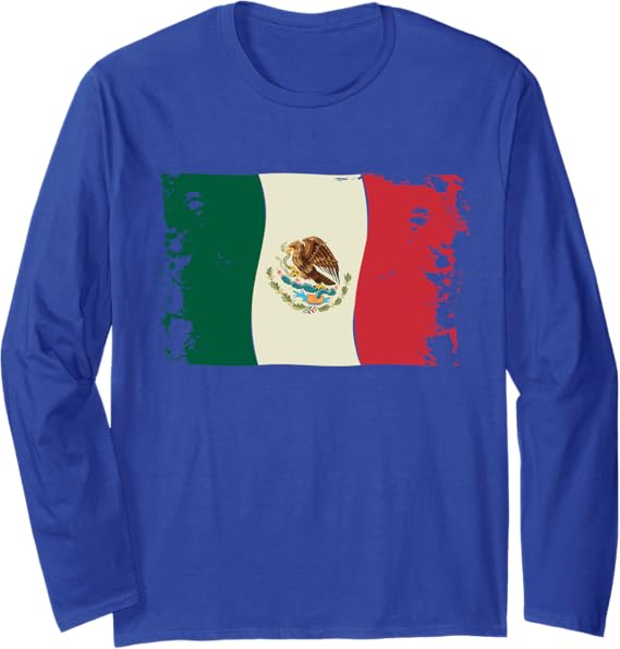 Vintage Mexico Flag Bandera Mexicana Long Sleeve T-Shirt – Mexican Flag Tee for Men & Women