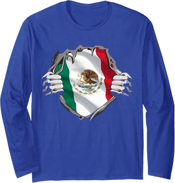 Mexican Superhero Long Sleeve T-Shirt - Mexico Flag Bandera Mexicana Pride Apparel