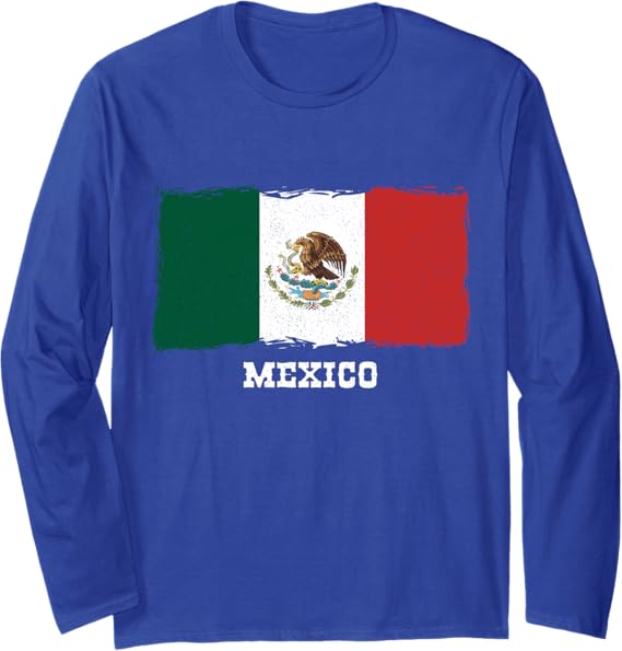 Vintage Mexico Flag Retro Bandera Mexicana Long Sleeve T-Shirt - Classic Mexican Pride Apparel