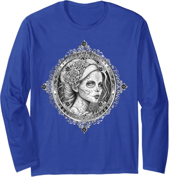 Dia De Los Muertos Calaveras Catrina Long Sleeve T-Shirt – Mexican Day of the Dead Shirt