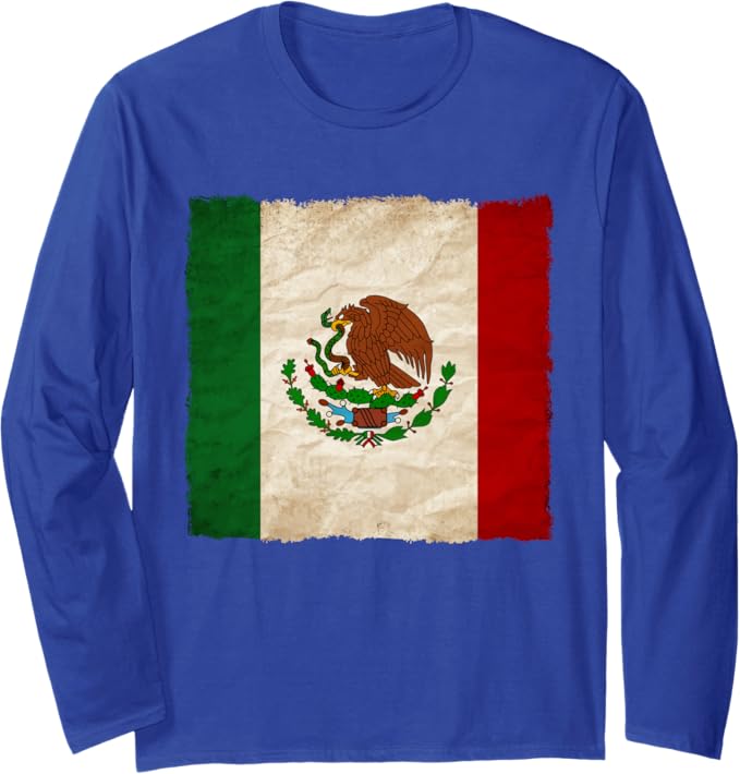 Vintage Mexican Flag Mexico Pride Long Sleeve T-Shirt - Camiseta De Orgullo Mexicano
