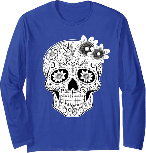 Dia De Los Muertos Mexican Skull Calaveras Long Sleeve T-Shirt – Day of the Dead Apparel