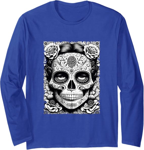 Dia de Los Muertos Long Sleeve T-Shirt – Catrina Calaveras Skull Mexico Holiday Shirt