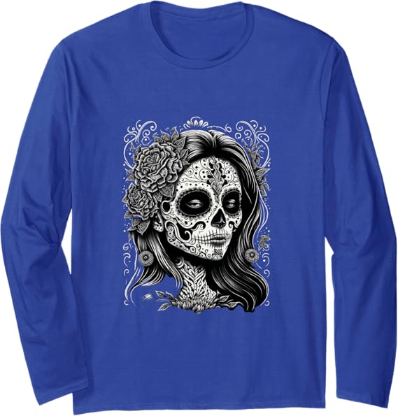 Catrina Calaveras Day of the Dead Mexico Holiday Long Sleeve T-Shirt